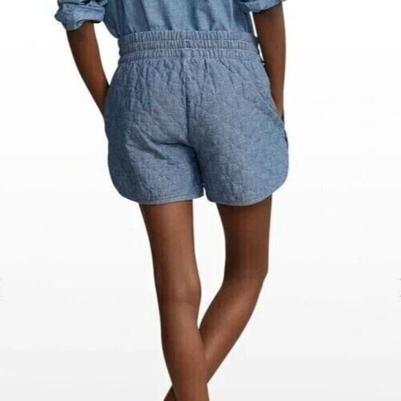 Polo Ralph Lauren 211906478001 Women's Sz M Blue Quilted Chambray Shorts - Picture 10 of 10